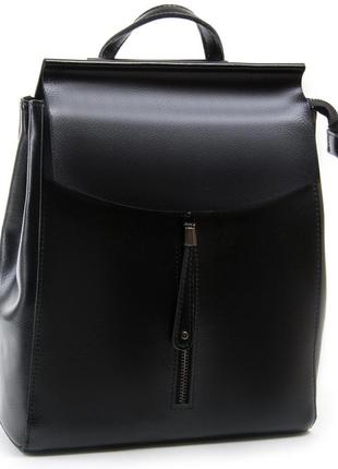 Женский черный кожаный рюкзак