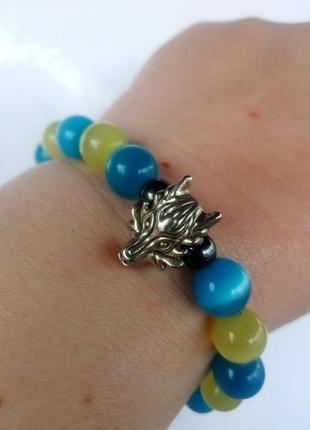 Браслет оберіг із кошачого глазу