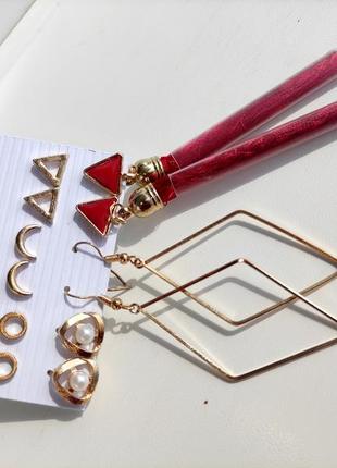 Набір сережок з пензликами fashion earrings в стилі бохо висячі сережки кисті гвоздики