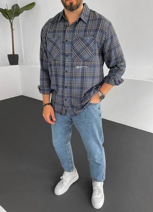Мужская стильная легкая рубашка в синем цвете