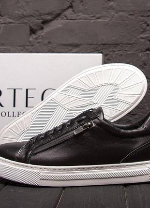 Мужские кожаные кеды кроссовки  ortega aircross black