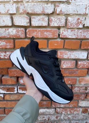 Жіночі шкіряні кросівки nike m2k tekno black\white #найк