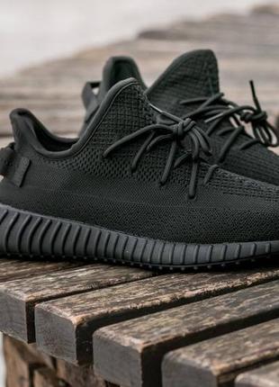 Женские кроссовки adidas yeezy 350 all black   #адидас9 фото