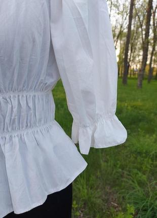Шикарная укороченая блуза-топ обьемные рукава, квадратный вырезnew look5 фото