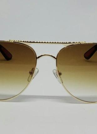 Prada окуляри краплі чоловічі сонцезахисні коричневий градієнт в золотому металі2 фото
