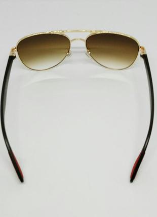 Prada окуляри краплі чоловічі сонцезахисні коричневий градієнт в золотому металі4 фото