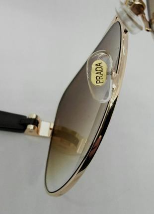 Prada окуляри краплі чоловічі сонцезахисні коричневий градієнт в золотому металі8 фото