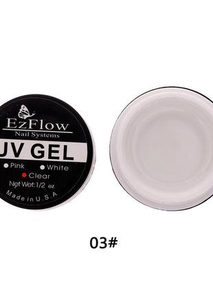 Уф.гель ezflow uv gel прозорий для нарощування і зміцнення нігтів однофазний5 фото