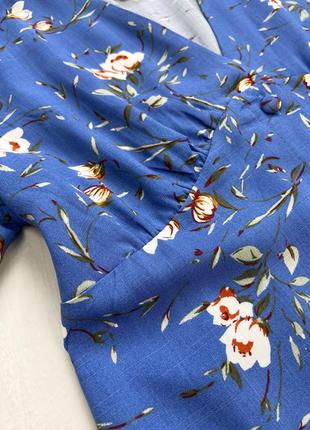Літня синя жіноча сукня в квітковий принт6 фото