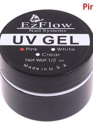 Уф.гель ezflow uv gel розовый для наращивания и укрепления ногтей однофазный