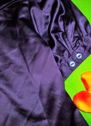 Атласная приталенная фиолетовая рубашка3 фото