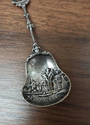Серебро серебряная ложка с барельефом винтаж антиквариат2 фото