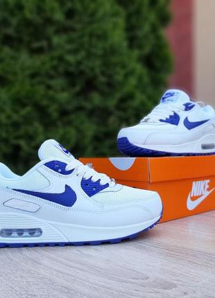 Кроссовки женские nike air max 90 белые с синим / кросівки жіночі найк аир макс білі кроссы2 фото