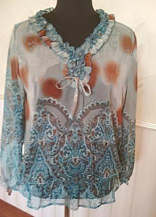 Красивая шифоновая блуза, размер 48-50.