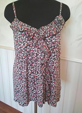 Трикотажная майка с шифоновым рюшем, размер l, наш 50.