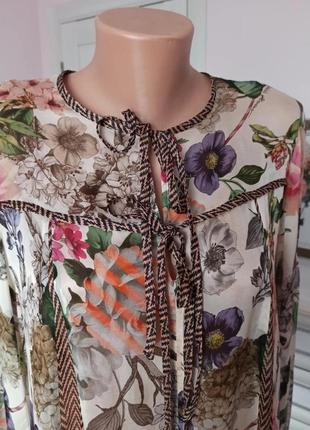 100% шовк marella max mara шовкова блуза в квітковий принт3 фото