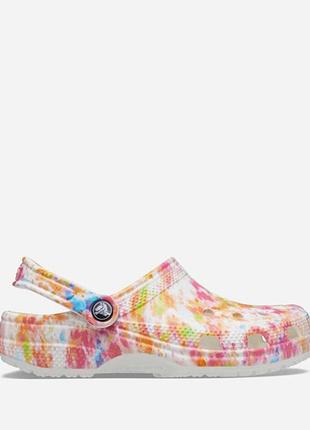 Шлепанцы женские crocs tie dye graphic clog orange zing/multi