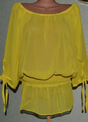 Суперская блуза желтый шифон летучья мышь / melrose2 фото