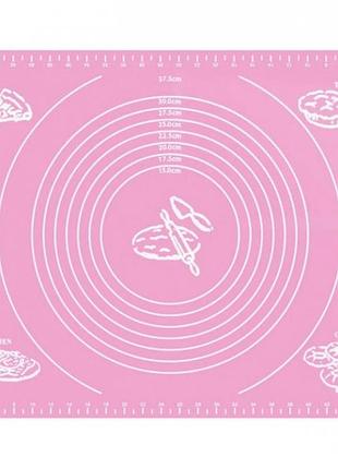 Силіконовий антипригарний килимок для випічки і розкочування тіста 40x30 рожевий