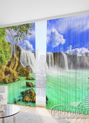 Фото штори "яскравий водоспад 2" 2,5 м*2,6 м (2 полотна по 1,30 м), тасьма1 фото
