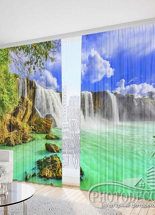 Фото штори "яскравий водоспад 2" 2,5м*2,6м (2 полотна по 1,30м), тасьма