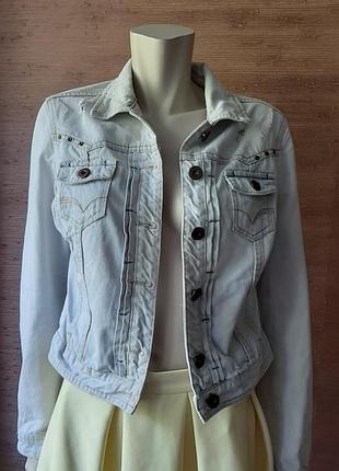 💛💚💜 стильный светлый джинсовый пиджак