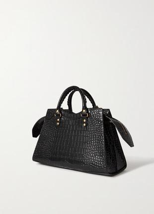 Шкіряна жіноча сумка balenciaga neo classic city medium croc-effect patent-leather tote