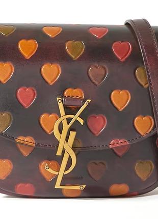 Шкіряна жіноча сумка saint laurent kaia small printed leather shoulder bag1 фото