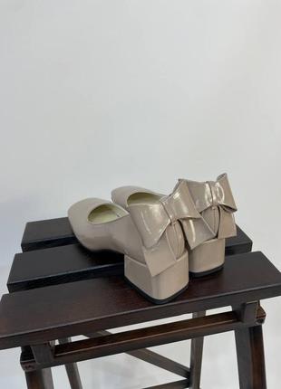 Шкіряні лаковані туфлі бант каблук 4 см2 фото