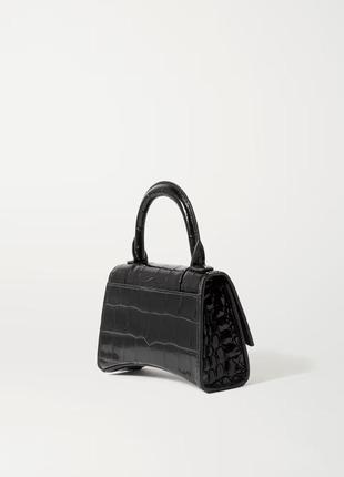 Шкіряна жіноча сумка balenciaga hourglass nano croc-effect leather tote2 фото