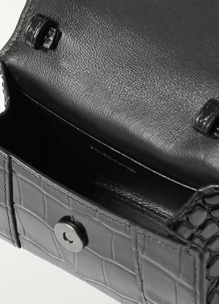 Шкіряна жіноча сумка balenciaga hourglass nano croc-effect leather tote4 фото