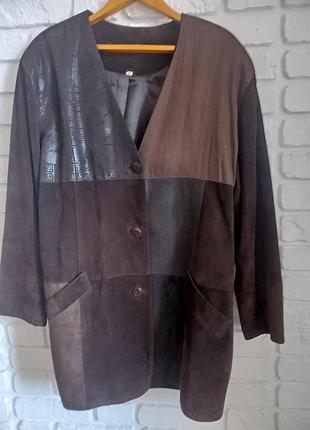 Куртка  жакет из замши натуральной кожи и текстиля