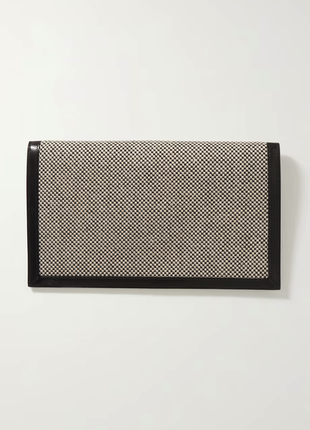 Клатч saint laurent uptown leather-trimmed woven pouch2 фото