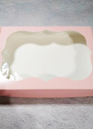 10 шт!!! картонна коробка з віконцем рожева 15 х 20 х 3 см