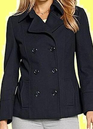 Шерстяное демисезонное пальто ( 60% шерсть ), цвет синий от tchibo германия , размер 38 евро=441 фото