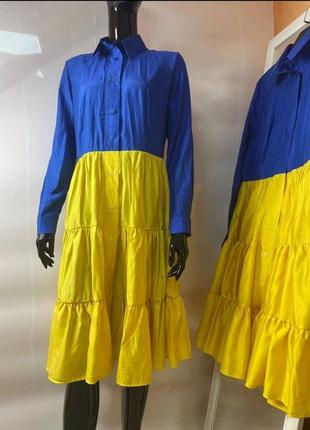Платье рубашка украина сине желтое