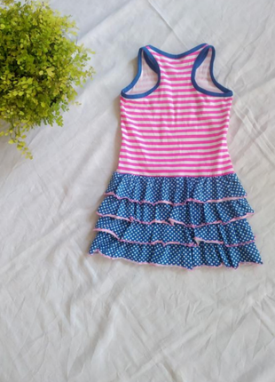 Бавовняне трикотажне плаття 👗 принт полоскп і горох бренду evrope kids uk 5-6 eur 110-1162 фото