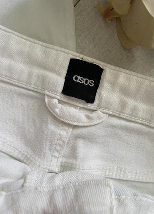Білі подовжені джинсові шорти asos бриджі велосипедки3 фото