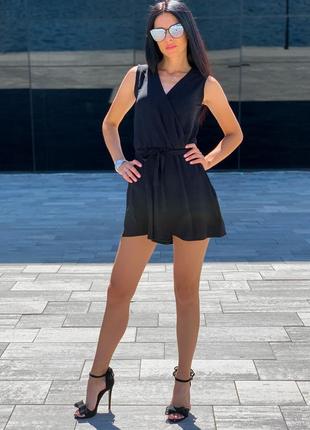 Комбинезон женский стильный качественный штапель лиловый, черный, оливка8 фото