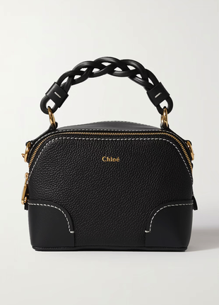 Жіноча шкіряна сумка chloé daria mini textured and smooth leather tote