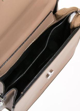 Жіноча коричнева класична сумка з короткою ручкою і плечовим ременем4 фото