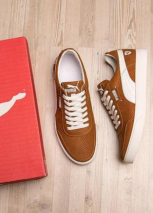 Чоловічі літні шкіряні кеди перфорація