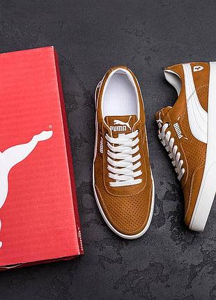 Чоловічі літні шкіряні кеди перфорація