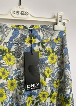Летняя шифоновая юбка миди в цветок рюша волан only2 фото