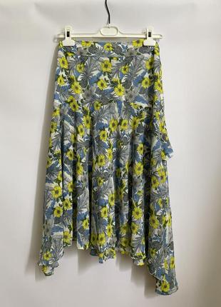 Летняя шифоновая юбка миди в цветок рюша волан only4 фото