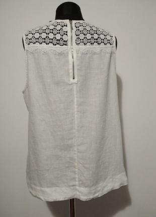 100% льон фірмова (груди 114 см) лляна блузка з розкішним мереживом льон супер якість!!!7 фото