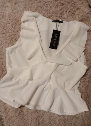 Шикарная белая блузка с рюшами2 фото