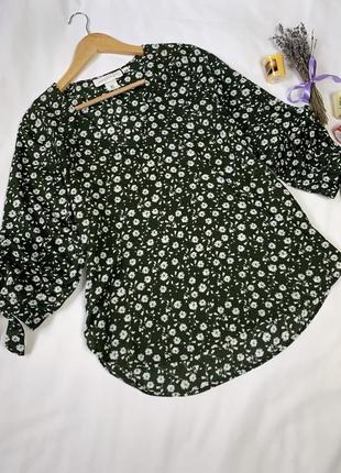 Нова бавовняна блуза в принт квіти2 фото
