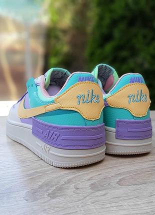 Nike air force 1 shadow бежевые с бирюзой и сиреневым7 фото