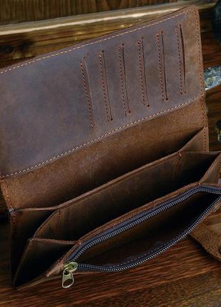 Стильный винтажный кожаный мужской коричневый клатч портмоне5 фото